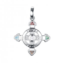 Schutzkreuz 585 Weißgold in 18 mm drei Steine