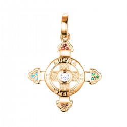 Schutzkreuz 585 Rotgold in 18 mm drei Steine