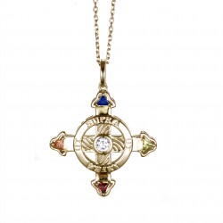 Schutzkreuz 585 in 3D Gelbgold in 30 mm NEU