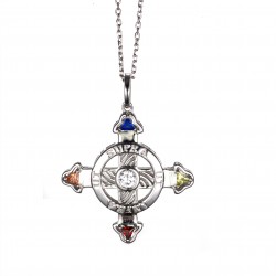 Schutzkreuz 585 in 3D Weißgold in 30 mm NEU