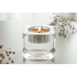 Teelichthalter aus Glas mit 3D Energiekreis