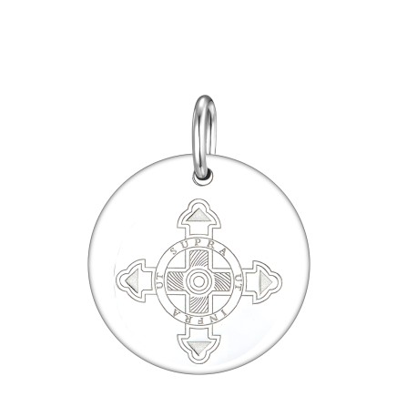 Schutzkreuz Anhänger eingraviert 18mm in Silber 925