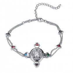 Schutzkreuz 30mm Silber 925 als Armband Kette mit Steinen